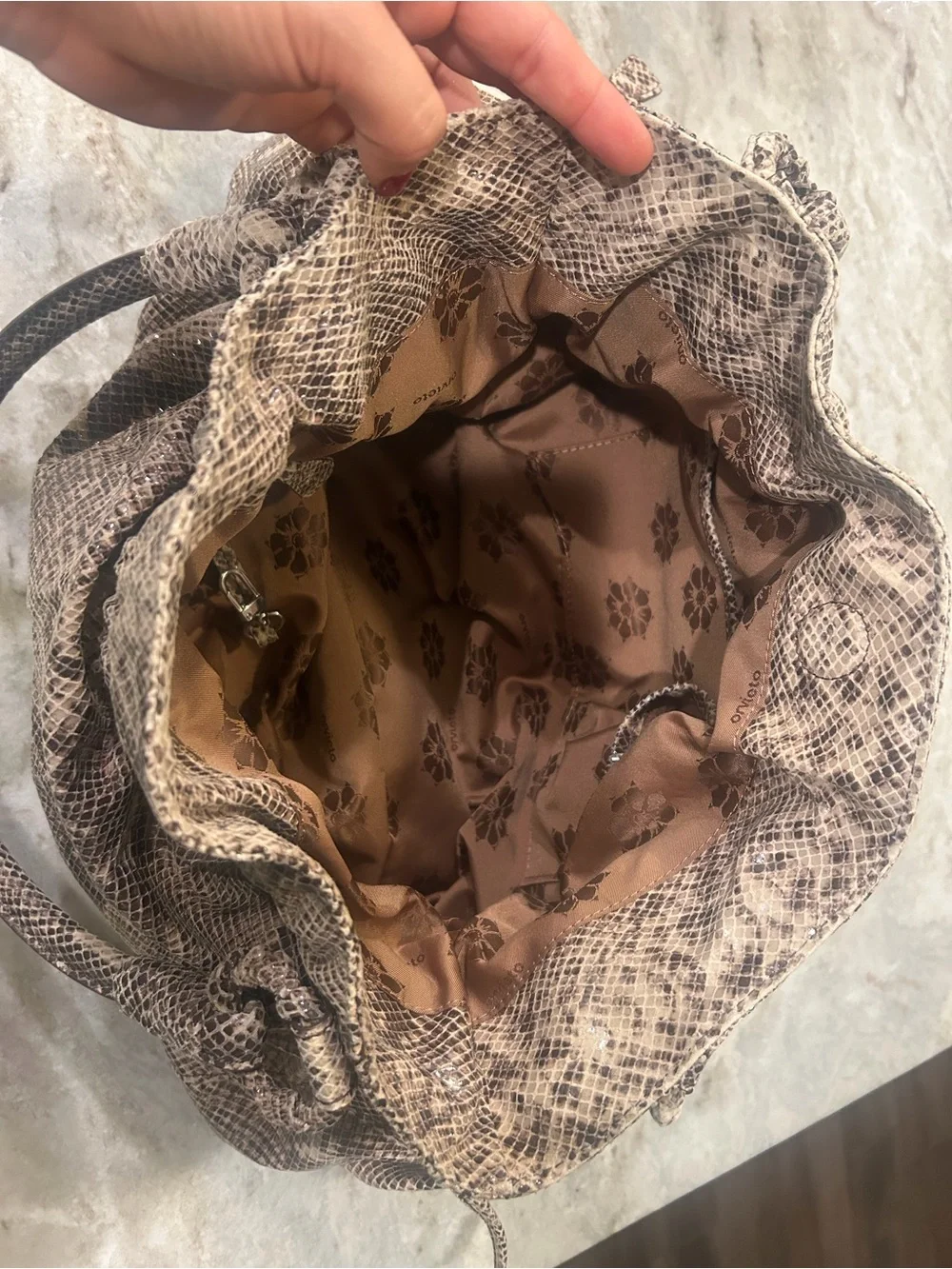 Orvieto by Estes Park Snake-Print Shoulder Bag in Brown - Picture 2 of 5